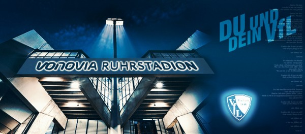 Ruhrstadion Bild bei Nacht mit Glanzlack